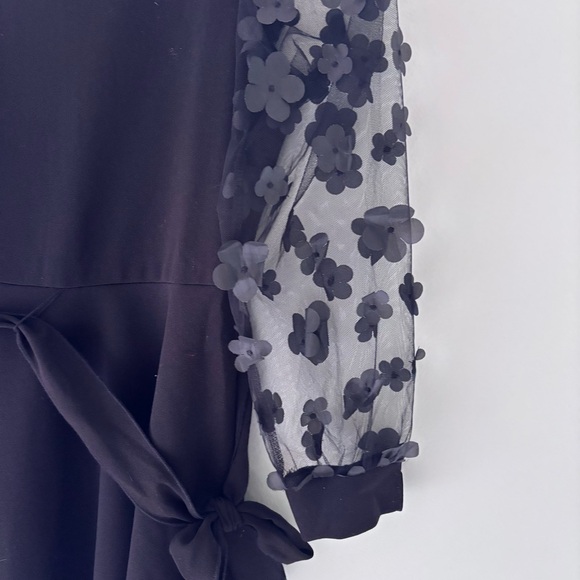 Speechless Black Dress with Sheer Floral Sleeves - Picture 4 of 4